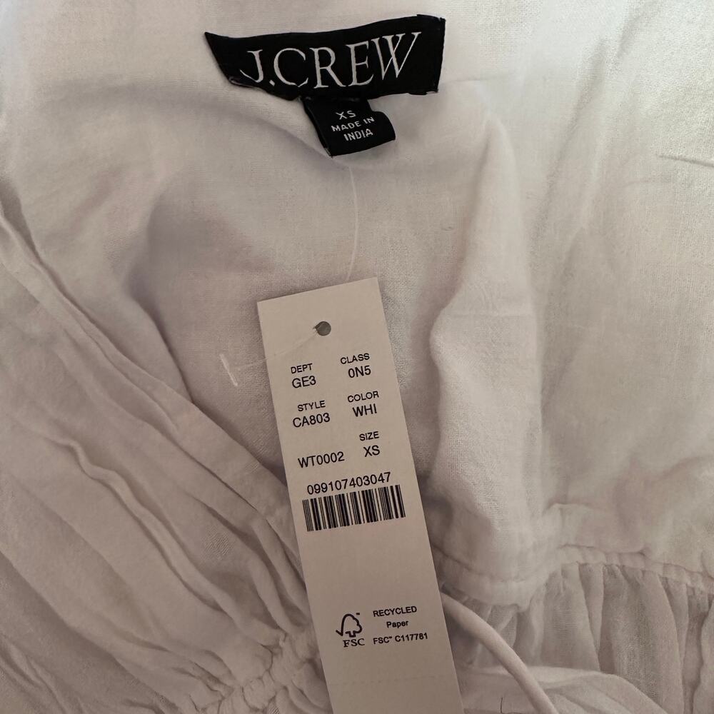 j.crew tiered tie-front dress in beach cotton white ca803 women size xsmall - Picture 7 of 8